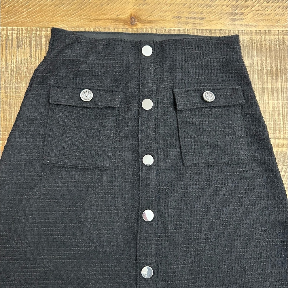 Black Button-Front Skirt